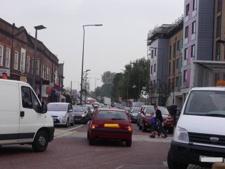 How Hackbridge can look on a weekday afternoon. London Road, Hackbridge, 17 September 2014 (Photo Charles Martin)